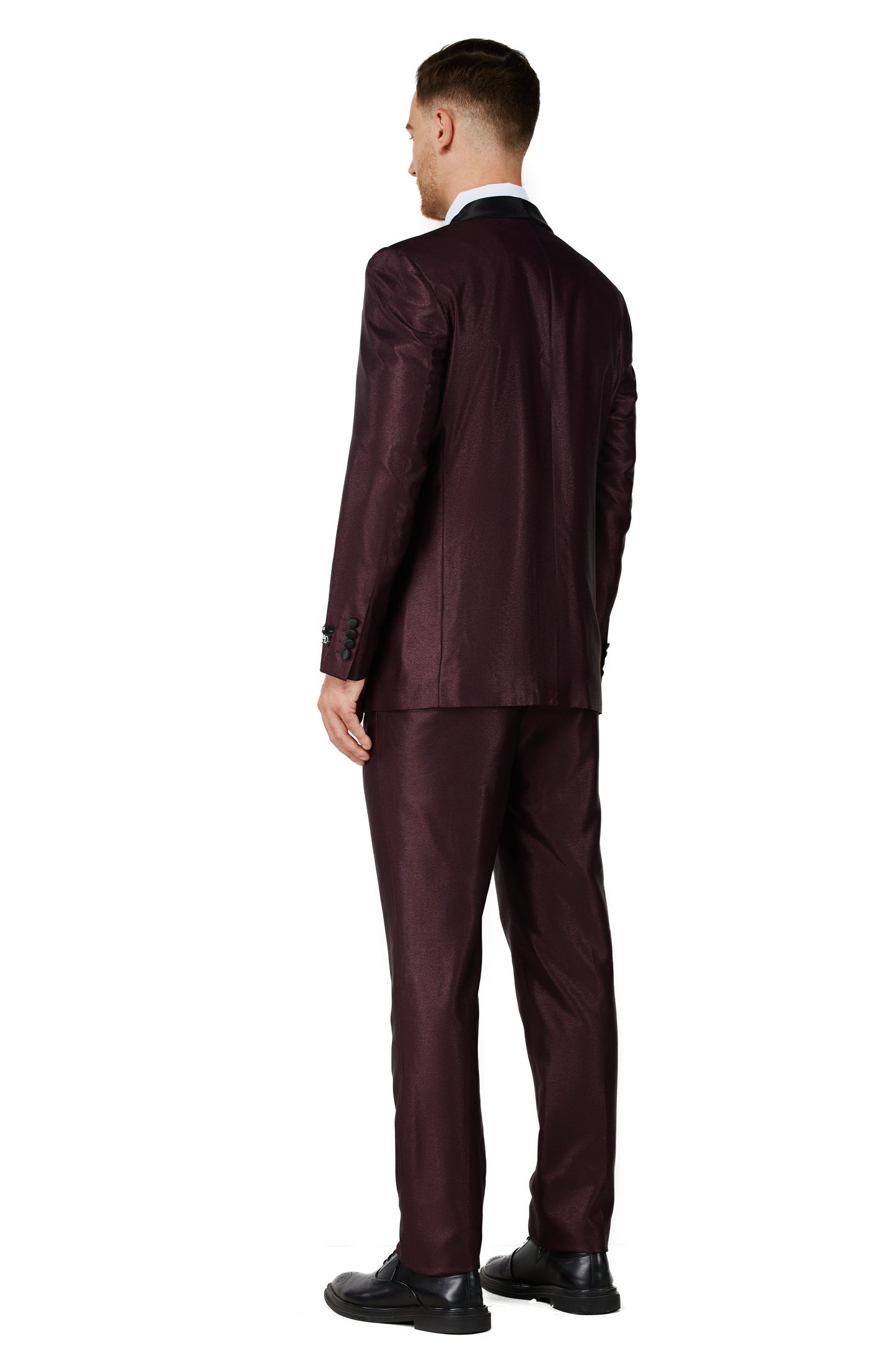 0408-Shiny maroon Tuxedo-Slim-2pc-size 34S-46S & 34R-56R & 38L-56L