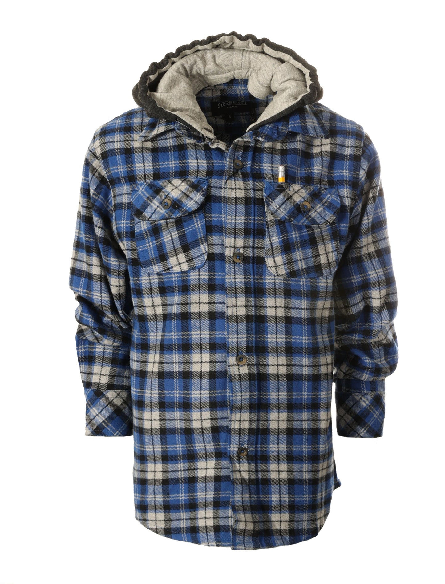 LS-82H LONG SLEEVE HOODED FLANNEL SHIRT - 8 COLORS - SIZE 4-18