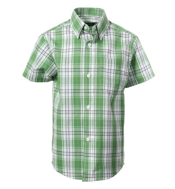 SS-82-Boys Casual Button Down SHORT SLEEVE - 6 COLORS ( GROUP 1 ) - SIZE 4-16