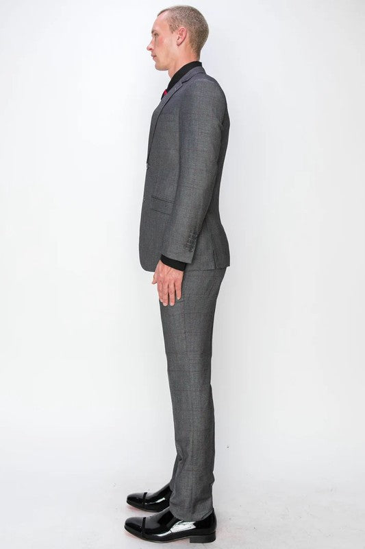1318-GRAY-CHECKER-3PC-SLIM SIZE 34S-46S & 34R-56R & 38L-56L