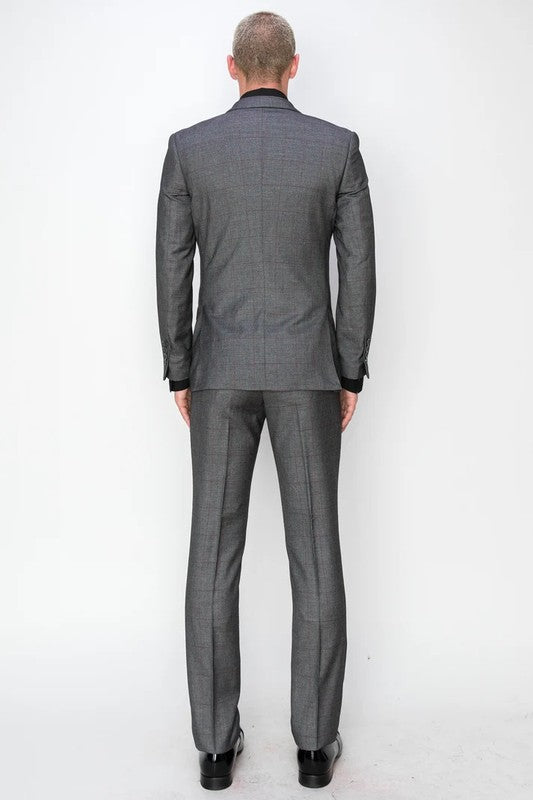 1318-GRAY-CHECKER-3PC-SLIM SIZE 34S-46S & 34R-56R & 38L-56L