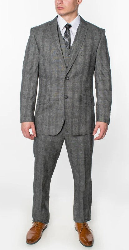 1500-CHECKER-GRAY-3PC-SLIM SIZE 34S-46S & 34R-56L & 38L-56L