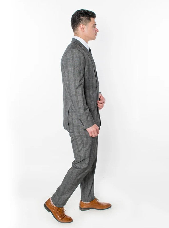 1500-CHECKER-GRAY-3PC-SLIM SIZE 34S-46S & 34R-56L & 38L-56L