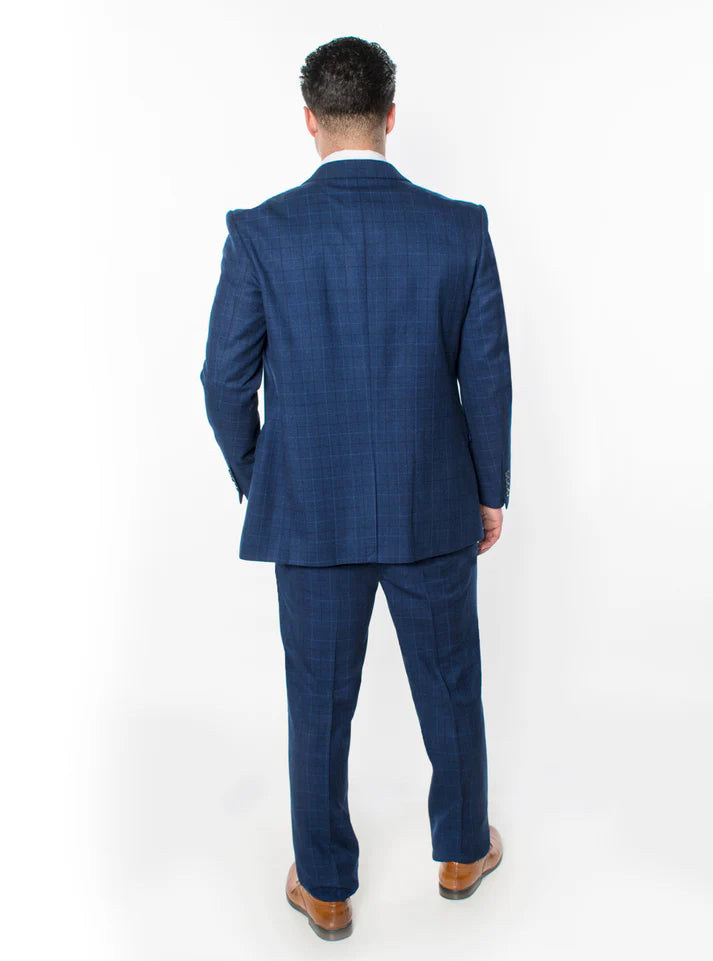 1502-NAVY PLAID-SLIM FIT-3PC-SIZE 34S-46S & 34R-56R & 38L-56L