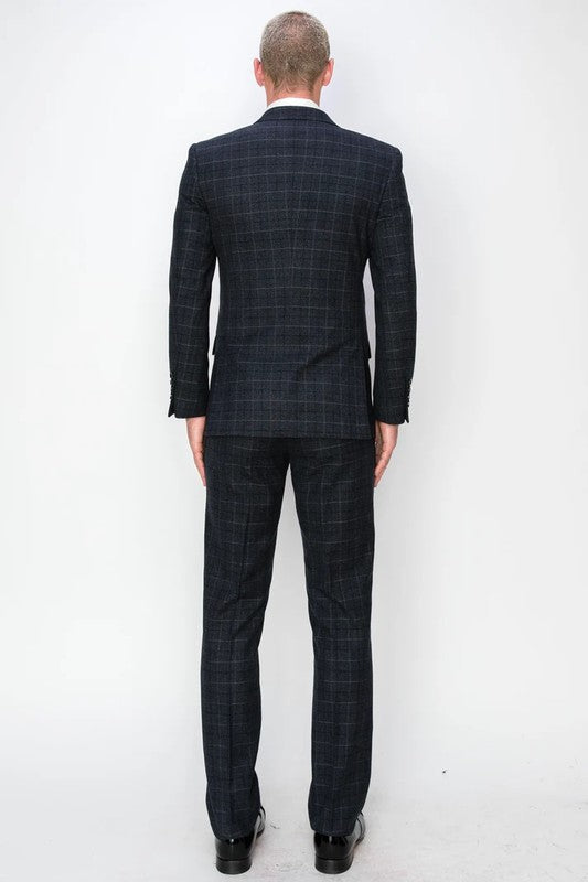 1502-BLACK-CHECKER-3PC-SLIM SIZE 34S-46S & 34R-56R & 38L-56L