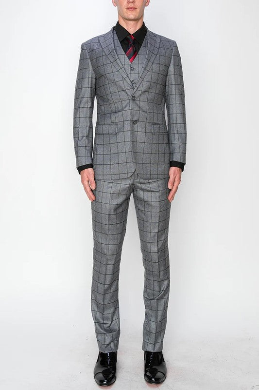 1502-GRAY-CHECKER-3PC-SLIM SIZE 34S-46S & 34R-56L & 38L-56L
