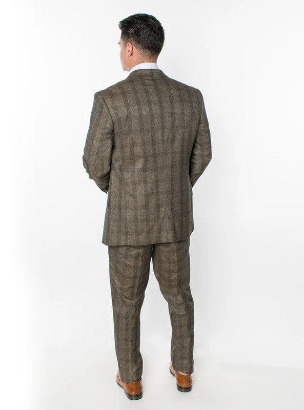 1511-CHECKER-BROWN-3PC-SLIM SIZE 34S-46S & 34R-56R & 38L-56L