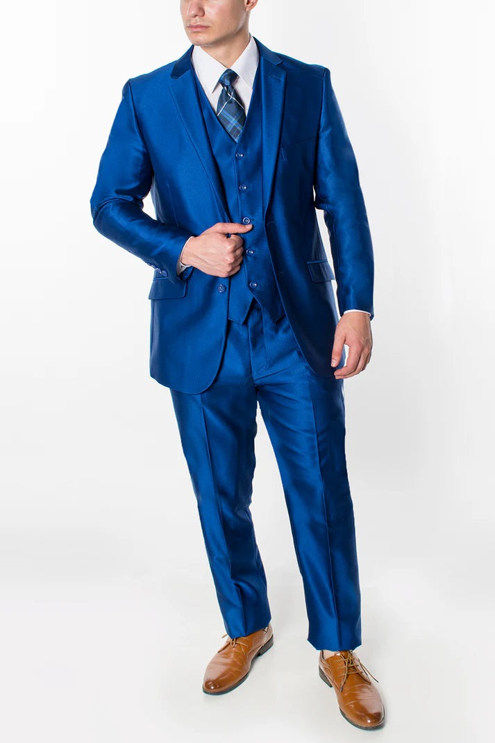 9709-TEXTURED SHINY ROYAL-SLIM-3PC-SIZE 34S-46S & 34R-56R & 38L-56R