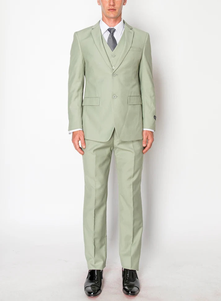 8745-PASTEL GREEN -SLIM FIT-3PC-SIZE 34S-46S & 34R-56R & 38L-56L