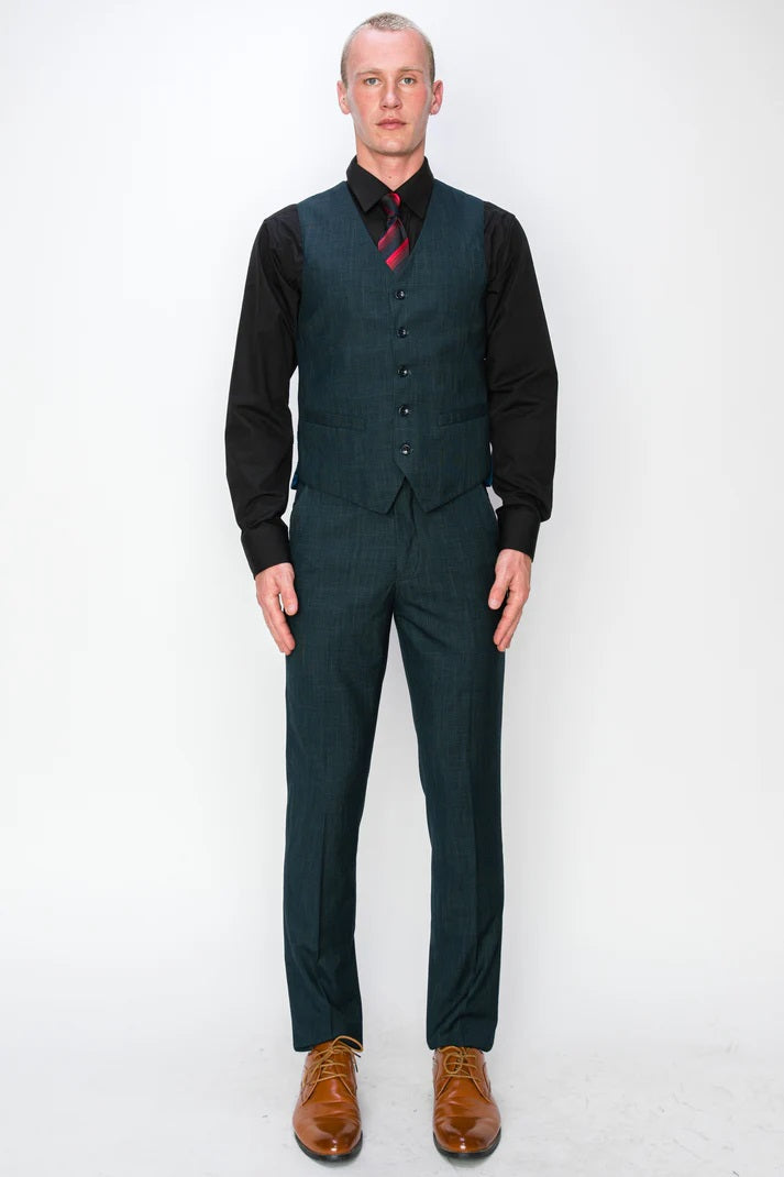 1074-TEXTURED GREEN-SLIM-3PC-SIZE 34S-46S & 34R-56R & 38L-56L