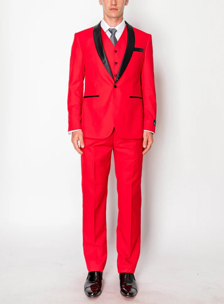 8745-RED-TUXEDO-SLIM-3PC-SIZE 34S-46S & 34R-56R & 38L-56L