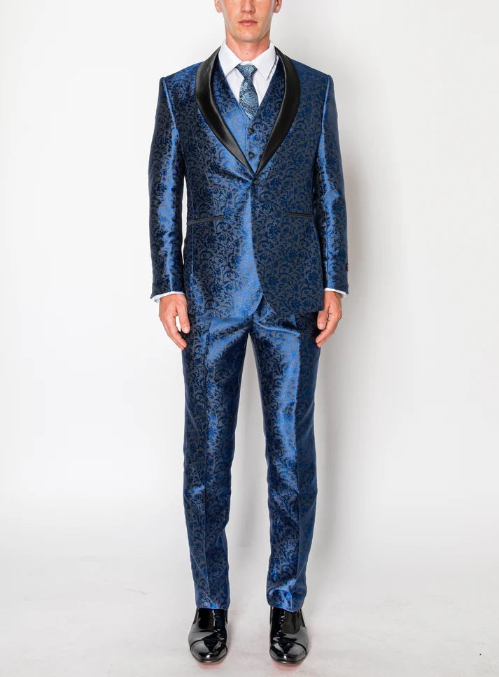 8033-DESIGN BLUE-TUXEDO-SLIM-3PC-SIZE 34S-46S & 34R-56R & 38L-56L