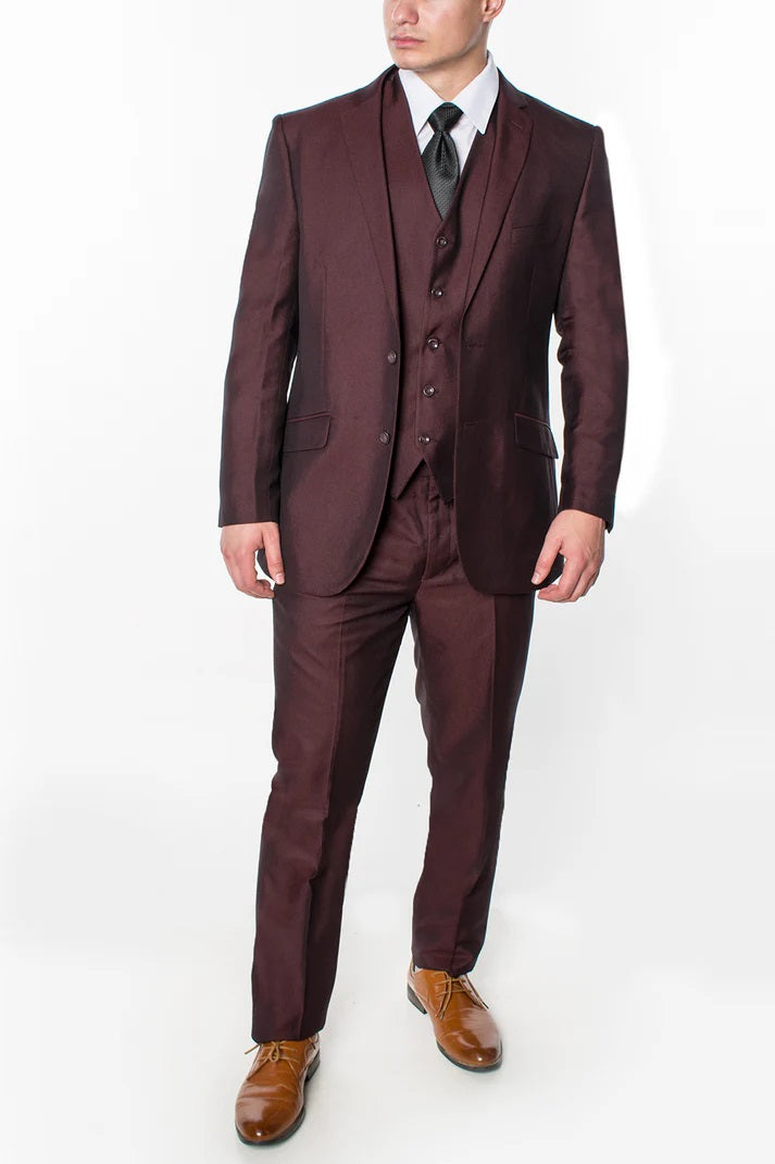 2645-TEXTURE BURGUNDY-SLIM-3PC-SIZE 34S-46S & 34R-56R & 38L-56L