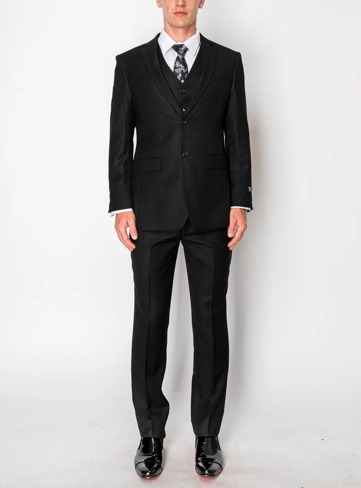 5608-TEXTURED BLACK-SLIM-3PC-SIZE 34S-46S & 34R-56R & 38L-56L