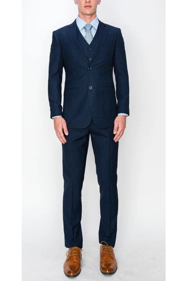 1075-TEXTURED NAVY-SLIM-3PC-SIZE 34S-46S & 34R-56R & 38L-56L