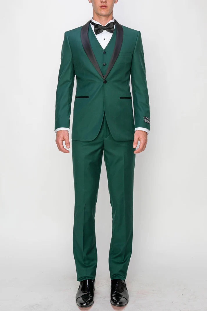8745-HUNTER GREEN-TUXEDO-3PC-SIZE 34S-46S & 34R-56R & 38L-56L