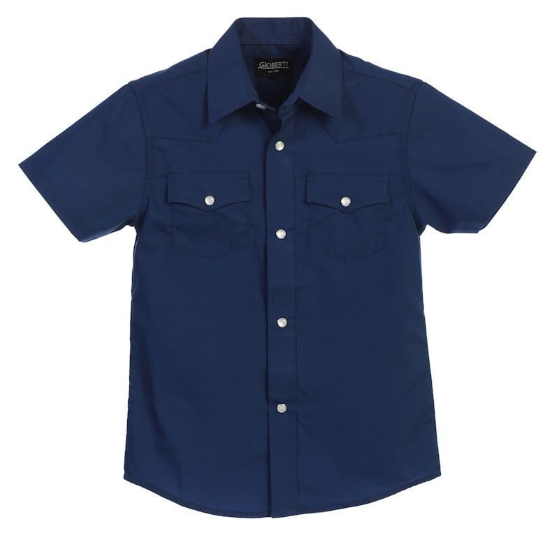 SS-85W SOLID WESTERN SHORT SLEEVE SHIRT - 6 COLORS ( NAVY-LIGHT BLUE-BURG-RED-TURQ-ROYAL BLUE ) SIZE 4-18