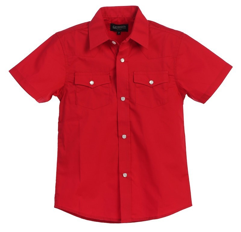 SS-85W SOLID WESTERN SHORT SLEEVE SHIRT - 6 COLORS ( NAVY-LIGHT BLUE-BURG-RED-TURQ-ROYAL BLUE ) SIZE 4-18