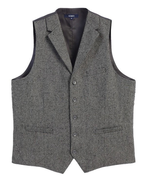 VS-952-Men's 5 Button Tailored Collar Tweed Vest