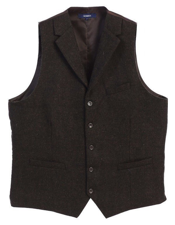VS-952-Men's 5 Button Tailored Collar Tweed Vest
