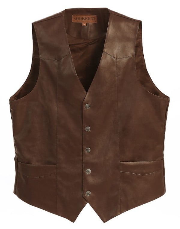 VS-95L-Men's Faux Leather Vest