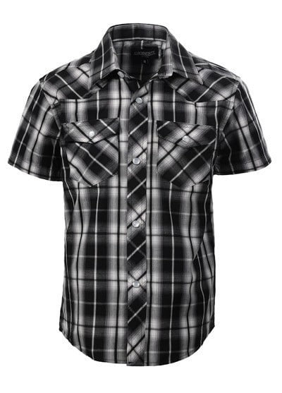 SS-82W-BOY'S SHORT SLEEVE WESTERN PLAID SHIRT- 11 COLORS - SIZE 4-16