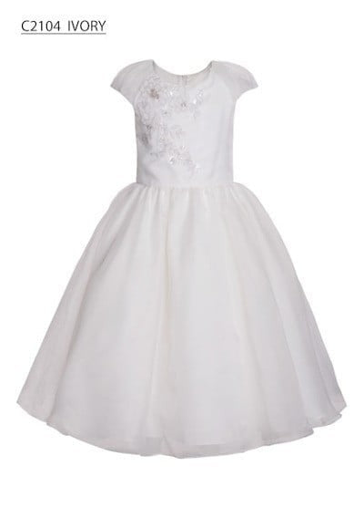 C2104-GIRL-DRESS-2 COLORS-WHITE-IVORY-SIZE 2-14