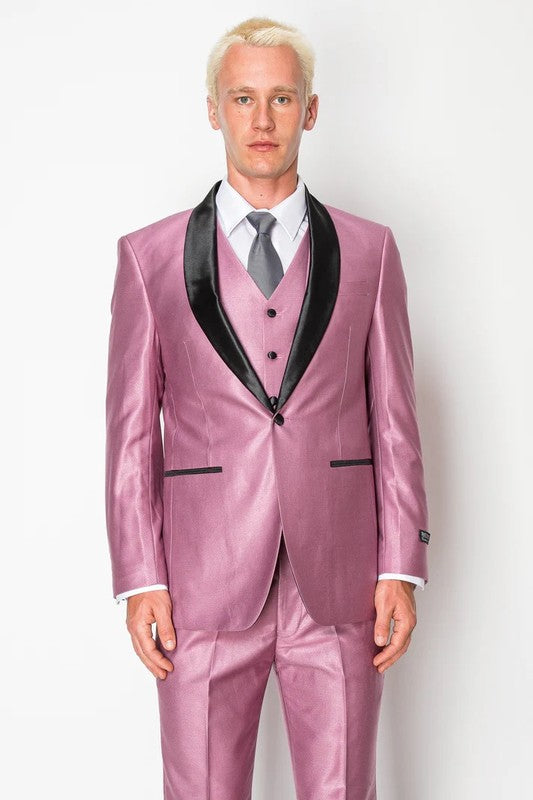 1889-TUXEDO-SHINY-PINK-3PC-SLIM-LONG-SIZE 38L-56L