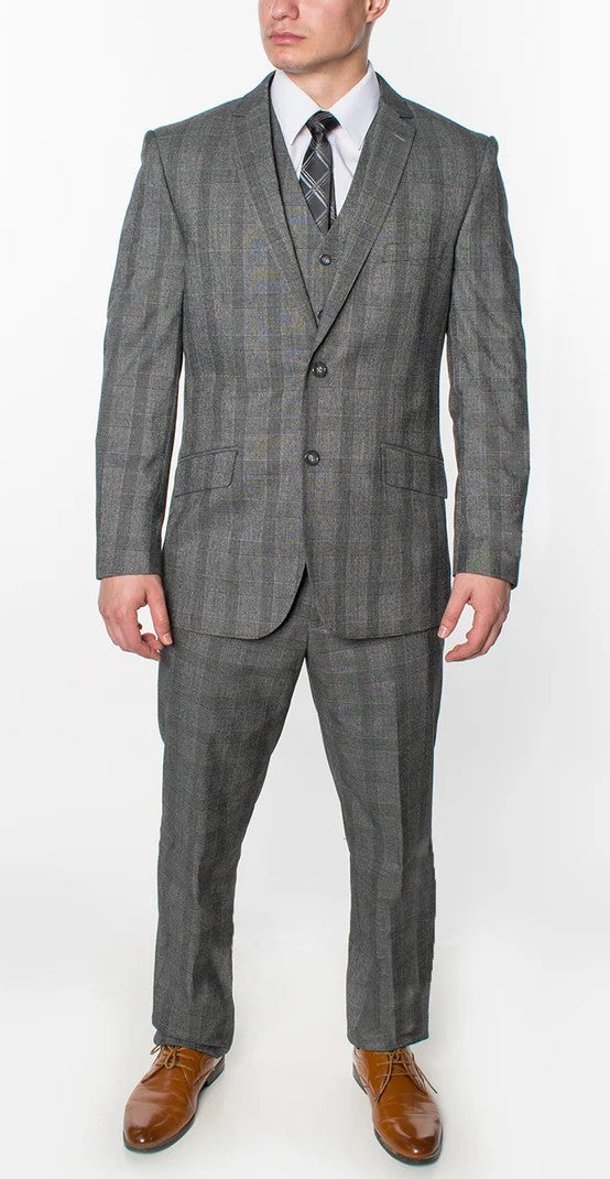 1500-CHECKER-GRAY-3PC-SLIM-REGULAR-SIZE 46R-56R
