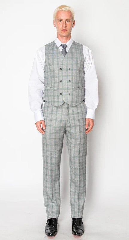 1081-CHECKER-GRAY-3PC-SLIM-REGULAR-SIZE 46R-56R