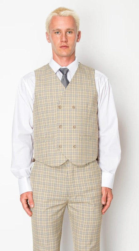 1051-BEIGE-CHECKER-3PC-SLIM-REGULAR-SIZE 34R-44R