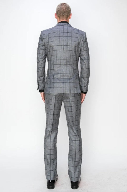 1502-GRAY-CHECKER-3PC-SLIM-REGULAR-SIZE 46R-56R