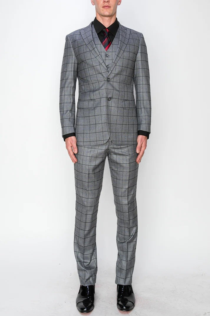 1502-GRAY-CHECKER-3PC-SLIM-LONG-SIZE 38L-56L