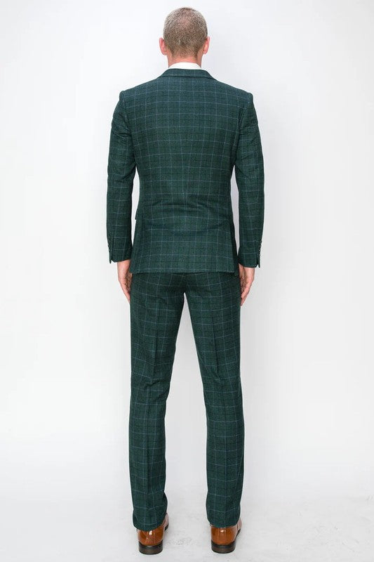 1502-FOREST-GREEN-CHECKER-SLIM-REGULR-SIZE 46R-56R