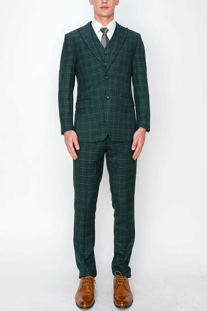 1502-FOREST-GREEN-CHECKER-SLIM-LONG-SIZE 38L-56L