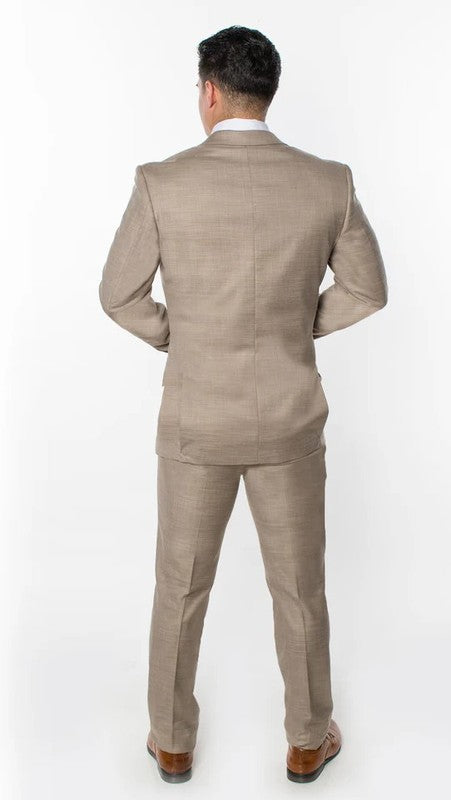 0064-BEIGE-TEXTURED-3PC-SLIM-REGULAR-SIZE 46R-56R