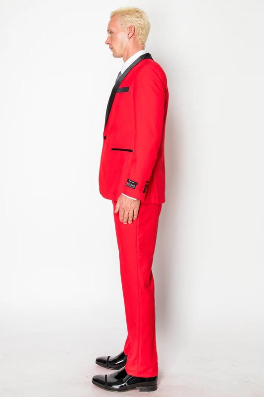 8745-TUXEDO-RED-3PC-SLIM-LONG-SIZE 38L-56L