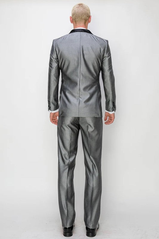 1889-TUX-SHINY-GRAY-3PC-SLIM-LONG-SIZE 38L-56L