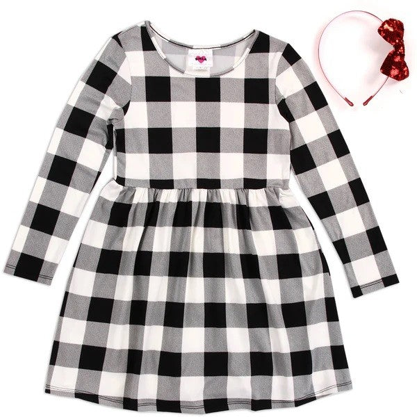 RMLA Girls 7-14 Plaid Dress w/ Headband Pack of 6