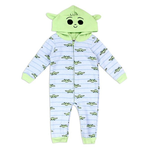 BABY YODA Boys Hooded Fleece Romper Pack of 6