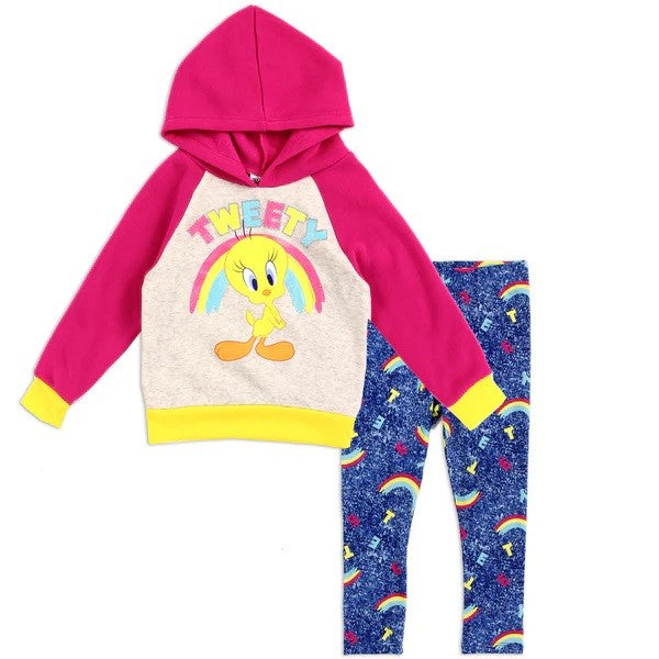 TWEETY Girls Toddler Hooded 2CS Fleece Set Pack 4