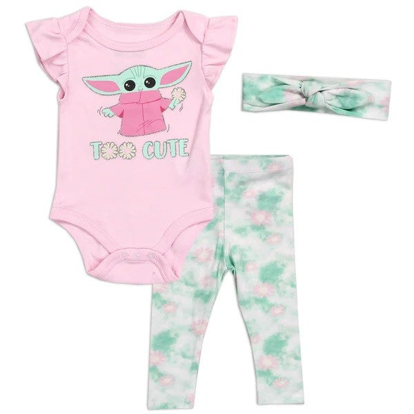BABY YODA Girls Newborn 3-Piece Set Pack of 6