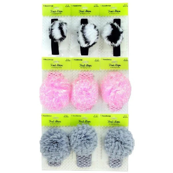 FIRST STEPS BABY GIRLS 0-12M HEADBANDS Pack of 9