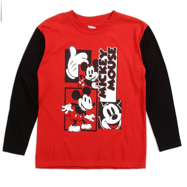 MICKEY MOUSE Boys 4-7 LONG SLEEVE Top Pack of 6