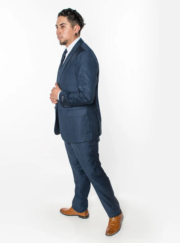 2905-NAVY-CHECKER-3PC-SLIM SIZE 34S-46S & 34R-56L & 38L-56L