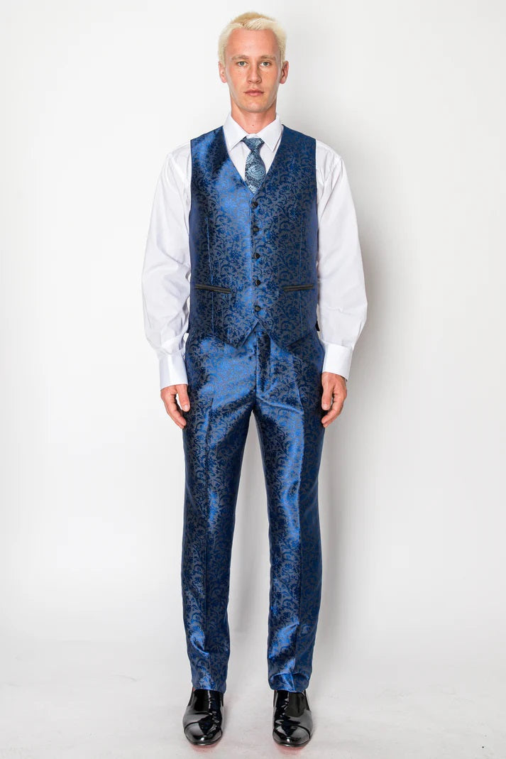 8033-DESIGN BLUE-TUXEDO-SLIM-3PC-SIZE 34S-46S & 34R-56R & 38L-56L