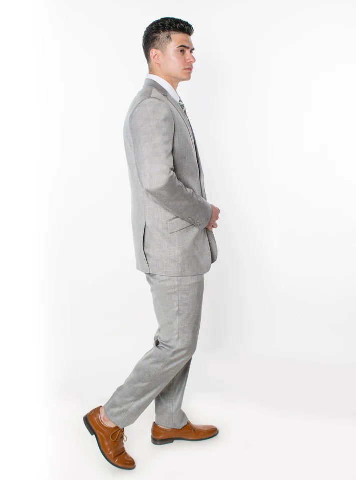 1668-TUXTURED SILVER-SLIM-3PC-SIZE 34S-46S & 34R-56R & 38L-56L