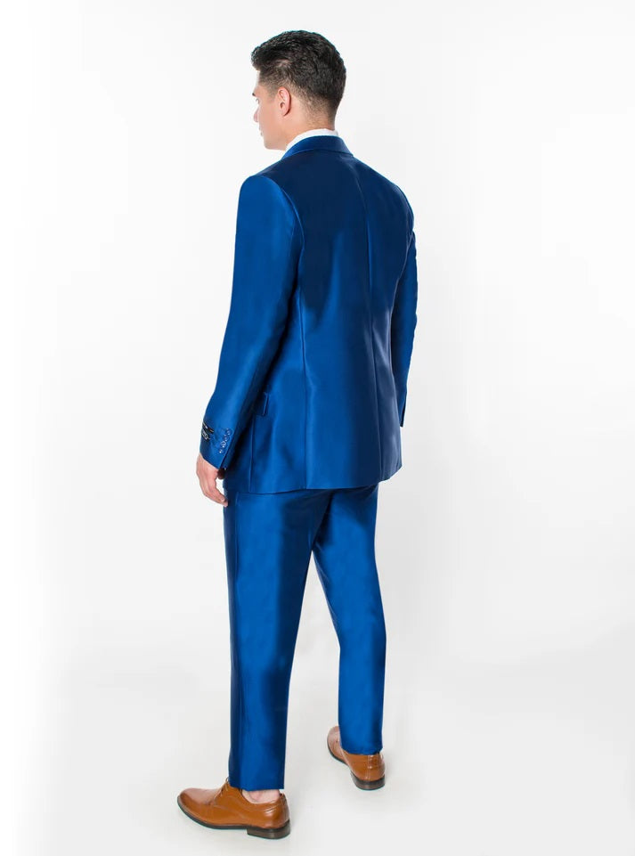 9709-TEXTURED SHINY ROYAL-SLIM-3PC-SIZE 34S-46S & 34R-56R & 38L-56R