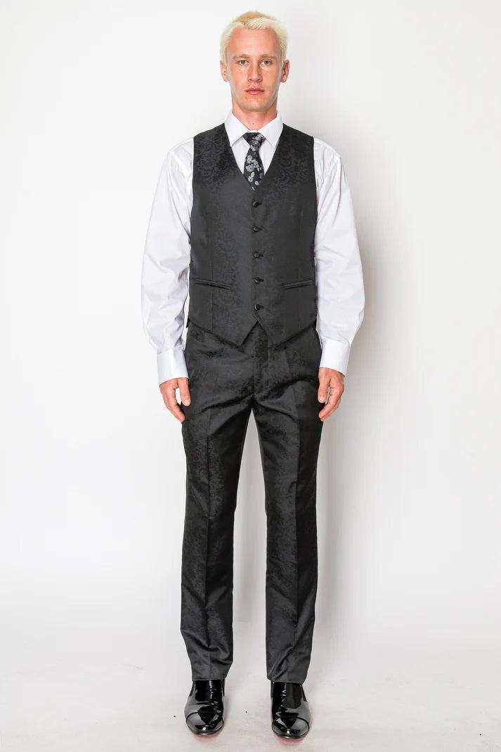 8033-DESIGN CHARCOAL-TUXEDO-SLIM-3PC-SIZE 34S-46S & 34R-56R & 38L-56L