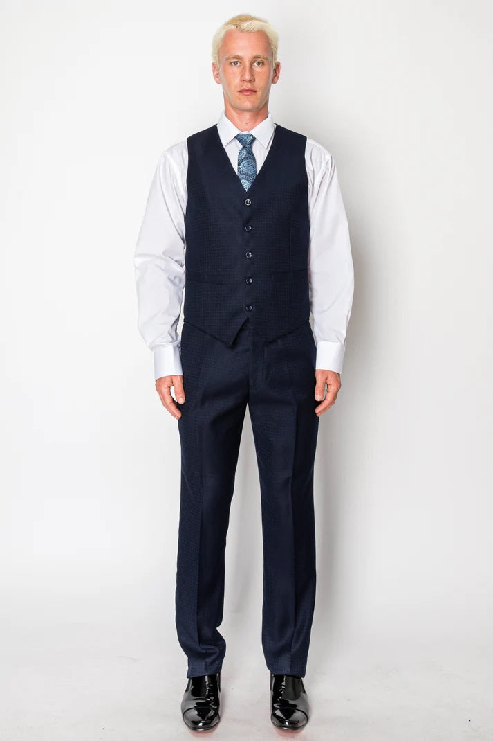 6080-TEXTURED NAVY-SLIM-3PC-SIZE 34S-46S & 38L-56L
